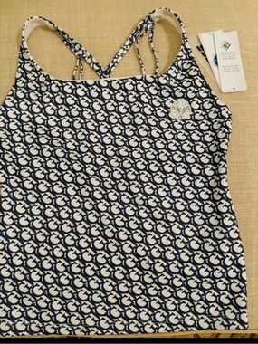 Guess Active Top Navy and White Logo-Print NWT